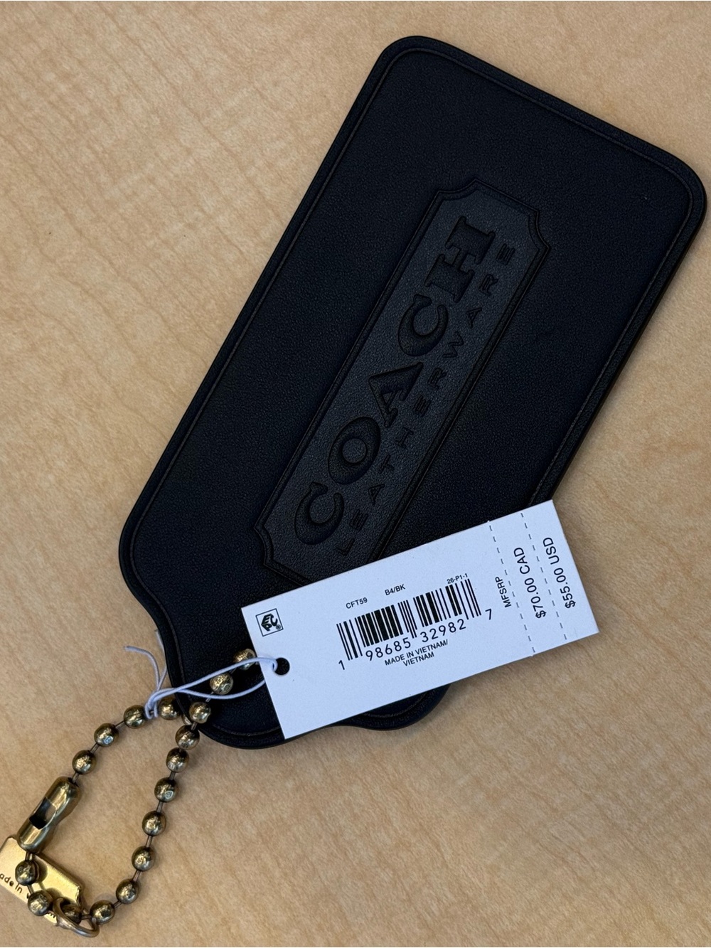 Coach Oversized Hangtag Bag Charm Black | Leather | Brass | NWT